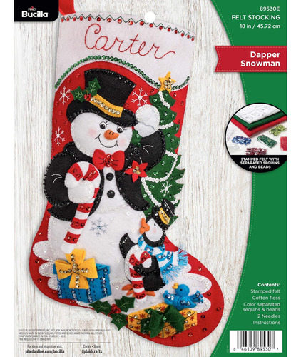 Bucilla, Snowman 18 Kit Para Hacer Medias De Fieltro, Perfec