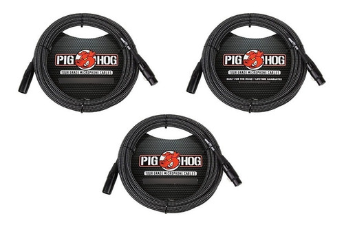 3 Cables Microfono Phm30bkw Black-white 9.14m Pig Hog