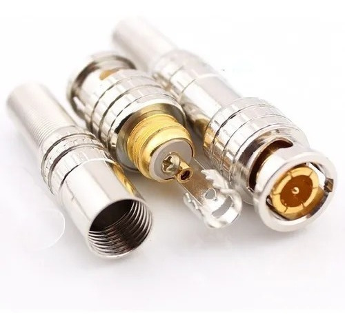 Conector Bnc Gold  Mola Parafuso Cftv  10 Unidades