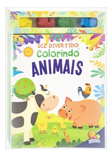Livro Giz Divertido De Cera Colorindo Animais - Para Pintar - Desenvolve A Coordenação Motora Montessori Lúdico - Editora Todolivro