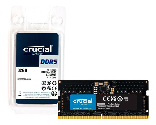 Memoria Ram Ddr5 Para Notebook 32gb 5600mhz Crucial Sodimm
