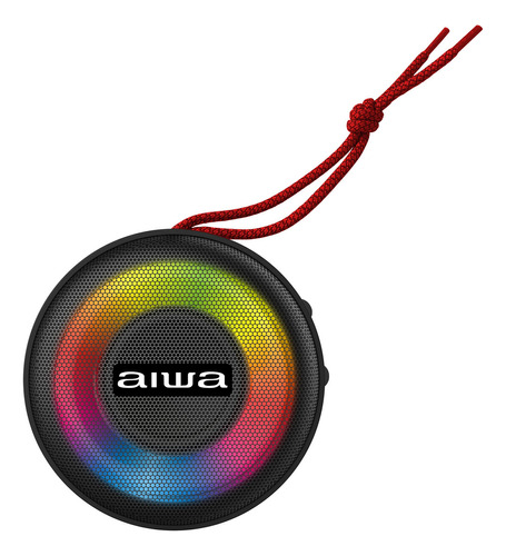 Alto-falante Bluetooth portátil iluminado Aiwa 10w Ipx6 AW-SJ216 cor preta