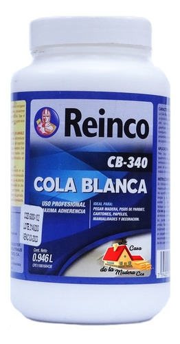 Cola Blanca Pega Reinco Para Madera Cb-340 1/4 De Galon