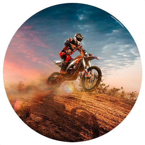 Painel Redondo Sublimado 3d Motocross Em Tecido - 1,5x1,5m