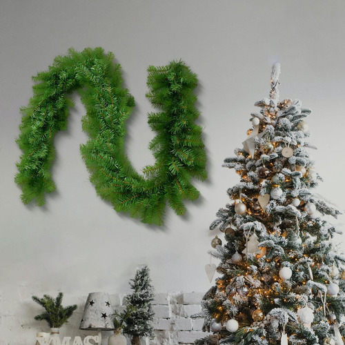 Adorno Navideño Verde Para Decoración De 2.7mx30cm 300t