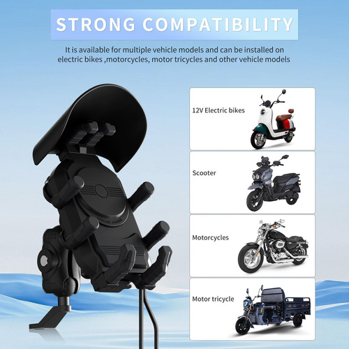 Soporte Para Teléfono De Motocicleta Con Cargador, Usb Tipo