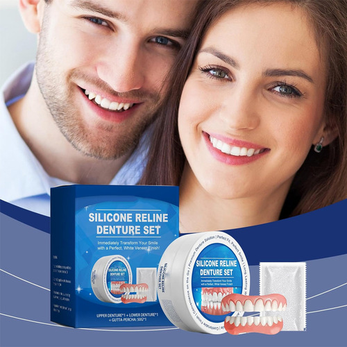 Conjunto De Dentaduras Unissex De Silicone Macio, Confortáve