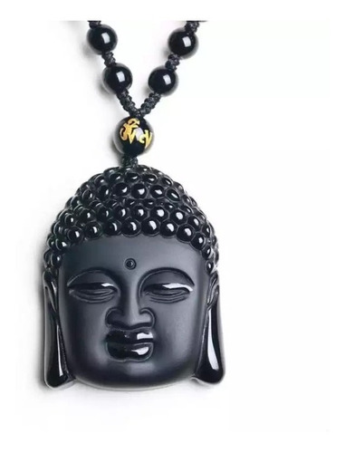 Collar Cabeza De Buda Hombre Mujer Obsidiana Natural