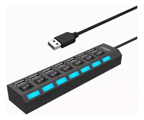 Hub Multipuerto Usb De 7 Puertos Alta Velocidad Con Switchs