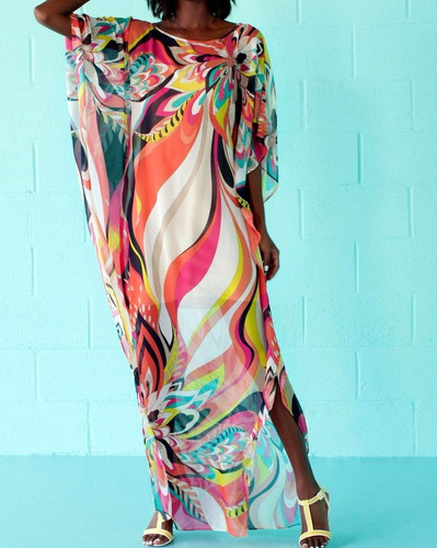 Vestido Amplio Talle Especial Grande Seda Chiffon