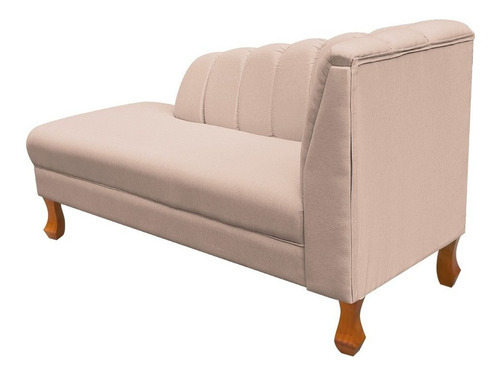 Sofá retro Recamier Chaise Isis, lino, pies marrones, color A104, grueso, blanquecino