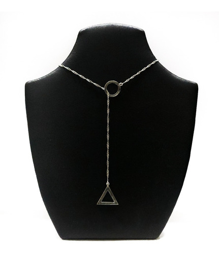 Collar Corbatero Plata 925 Dije Círculo Y Triángulo