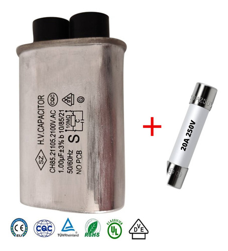 Capacitor Microondas 1.0 Uf 2100v Con Fusible 20a 250v