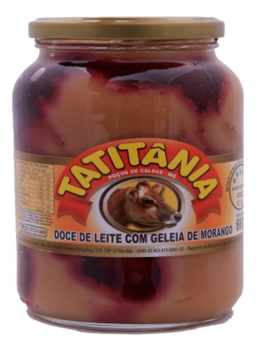 Doce De Leite Caseiro C/ Geleia Morango Tatitania Vidro 680g