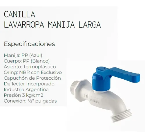 Canilla Simple Lavarropas 1 2 Duke P