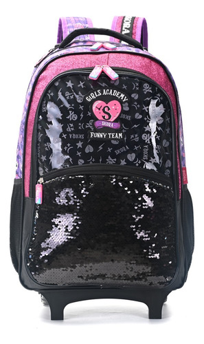 Mochila Carro Skora Lentejuelas Girls Academy 18 Pulgadas