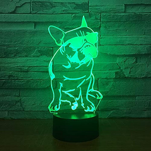 Lampara De Mesa De Noche Diseño Perro Bulldog 3d, Warm Light