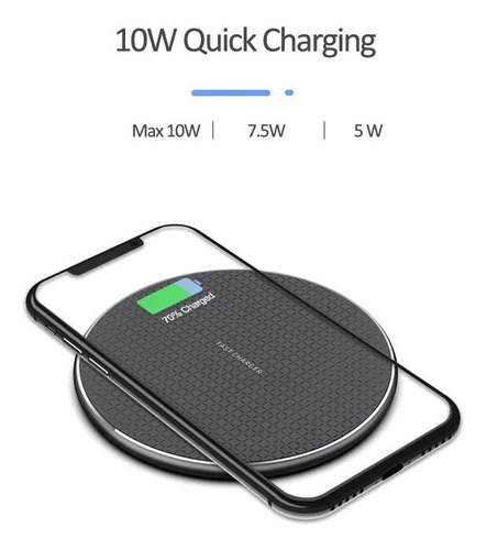 Cargador Qi Inalámbrico 10w Compatible Celular Carga Rapida