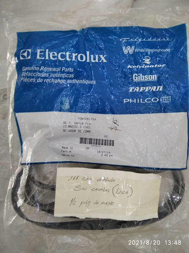 Correa Secadora 111cm Lisa Electrolux Frigidaire 5303281154 