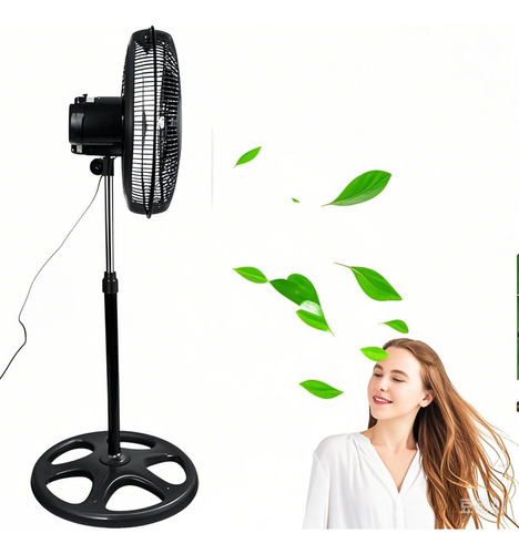 Ventilador De Pedestal | 18 Pulgadas | 70 W | 3 Velocida 50 Cm 60hz Negro Plateado Plástico 5
