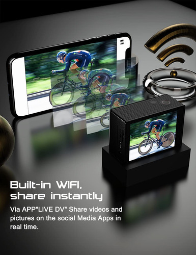 Cámara De Acción Apexcam M90 Pro 4k 20mp Con Accesorios
