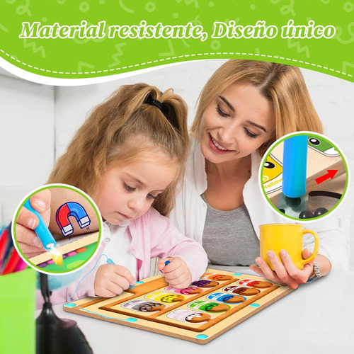 Heibago Laberinto Magnético, Juguetes Didácticos Para Niños, Juego De Combinar Colores Y Números, Tablero De Dibujo Magnético Con Desarrollan Coordinación Ojo-mano Y Concentración Para Niño 1 A 6 Años