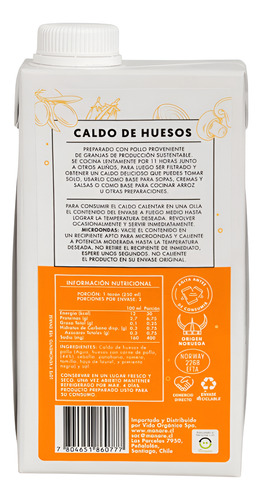 Pack 2 Caldos De Huesos Vacuno Y Pollo 500ml C/u