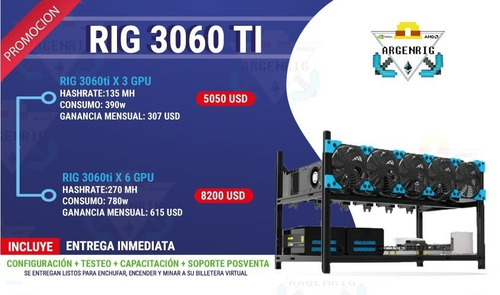 Rig Mineria Ethereum 3 Gpu 3060 Ti Listo P/ Minar Ergo Rvn