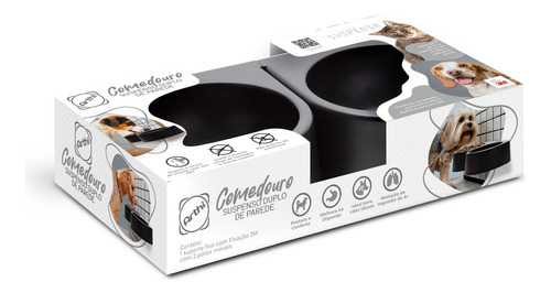 Comedouro Duplo Pet Bebedouro Cachorro Gato Com Fita 3m Arth