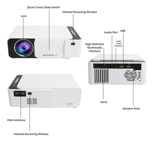 Projetor Portátil De 1024 X 600p Home Hd, Versão De Mesma Te