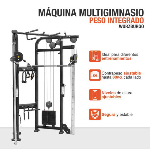 Maquina Crossover Gym Multifuncional Altera Peso Integrado