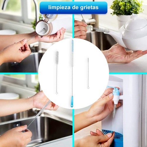 Cepillo De Limpieza 8 Piezas Para Botellas Y Popotes Azul-bl