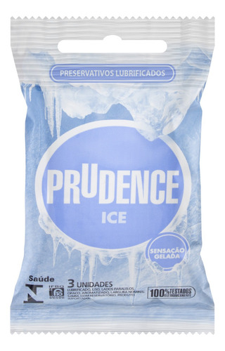 Preservativo Lubrificado Ice Prudence Pacote 3 Unidades