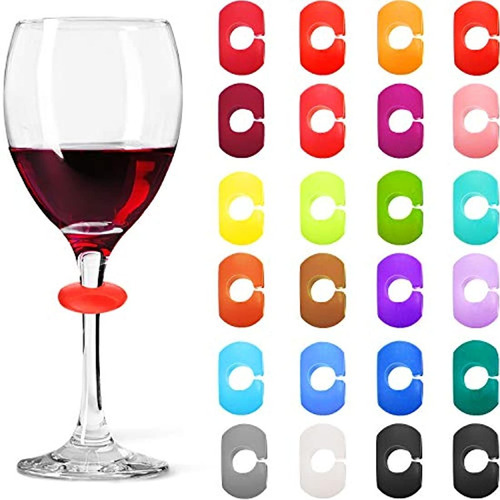 DXLing 12 Unidades Marcadores para bebidas de silicona 2 Tipos marcadores para copas de vino con forma de paraguas y Forma de tiburon Marcador de Vidrio de Vino para vino y botella de champán 