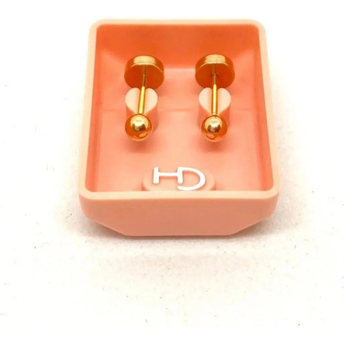 Imagen 3 de 7 de Aros Abridores Bebe Ch Perno Oro 18kts Bolitas 3mm Cod 302
