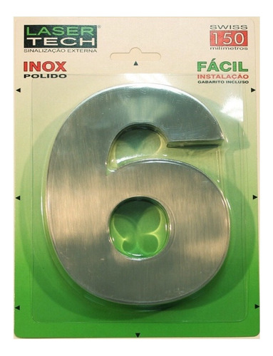 Números Inox (algarismos) - Para Fachadas - 15cm - (nº 6)