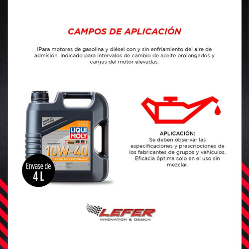 Imagen 3 de 6 de Aceite 10w40 Leichtlauf Performance Liqui Moly Semisintetico