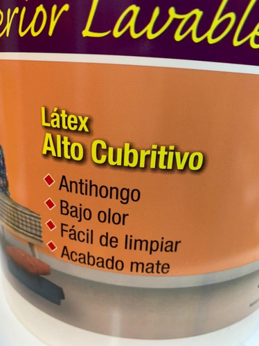 Latex Interior Lavable Antihongos 4 Litros Acabado Mate Color Blanco