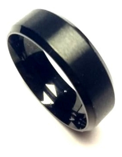 Anillo Cinta Negra Acero Quirurgico