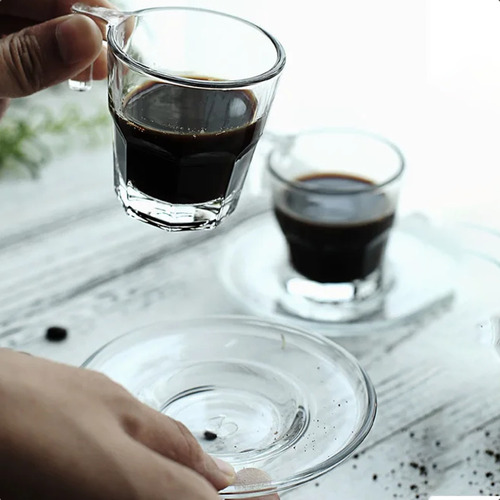 Juego de 6 tazas de café espresso, 80 ml, color translúcido