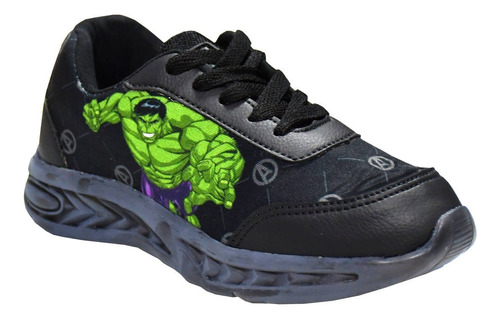 Zapatillas Con Luz Led Marvel Hulk Negro-verde Rc Deportes