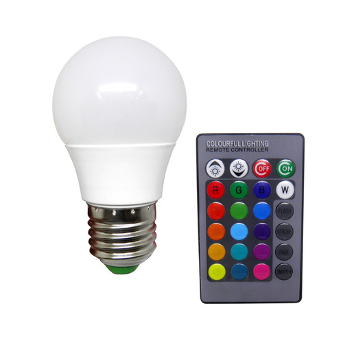 Lampada Led Rgb Colorida 16 Cores 3w Com Controle Remoto