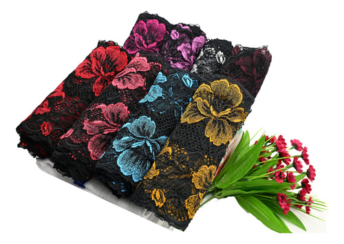 10 Metros De Encaje Bicolor Floral De Alta Calidad 7010 Coral