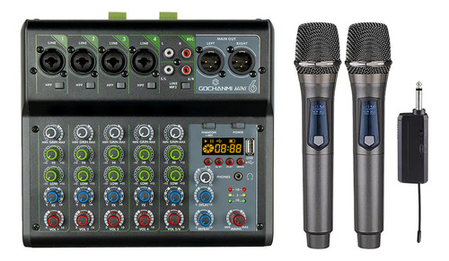 Mezclador Amplificado Gc Mini6 6 Canales Microfono Universal