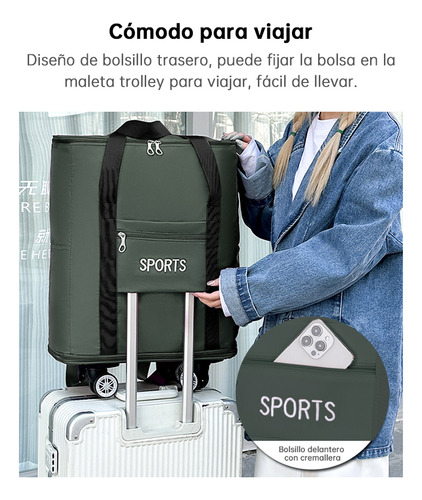 Maleta Deportiva Viaje Bolsa Mochila Gym Duffel Con Ruedas Verde