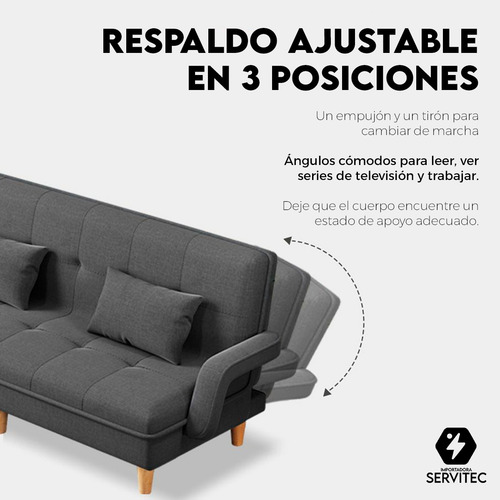 Sofá Cama 2 En 1 Plegable 120×100 Gris Oficina/depto