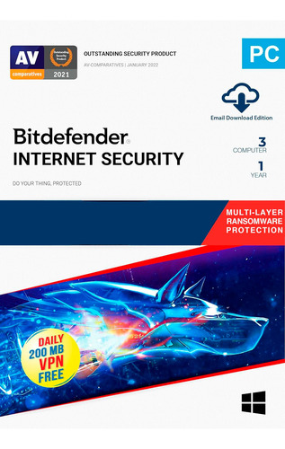 Bitdefender Internet Security 1 Año| 3 Pc| Entrega Inmediata