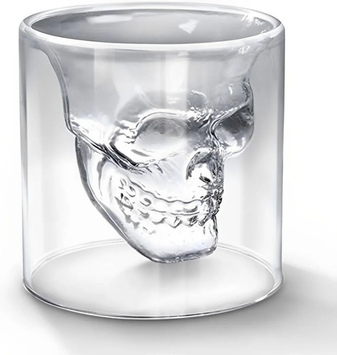 Vaso Vidrio Calavera Ideal Whisky Tragos De 10 Cm Color Transparente