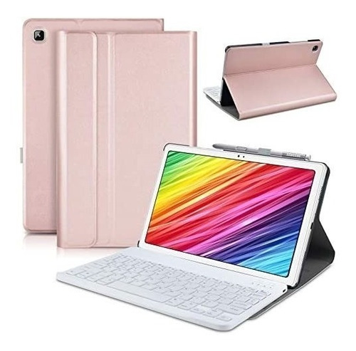 Funda+teclado Detuosi Galaxy Tab A7 10.4  2020 Rosa Gold