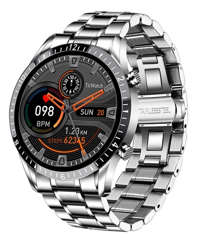 Smartwatch esportivo Bluetooth impermeável para homens, cor da capa, pulseira prateada, moldura prateada, cor prata